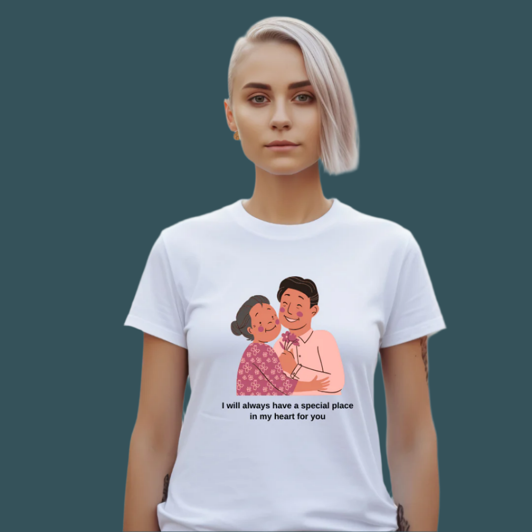 Romantic Couple Graphic T-Shirt, Special Place in Heart Quote, 100% Cotton